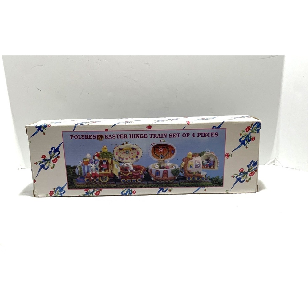 Vintage Easter Hinge Train 4‎ pc Set Caffco International Polyresin